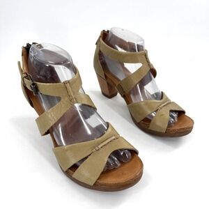 Bussola La Jolla Moss Leather Gladiator‎ Block Heel Sandals Womens Sz 39/8.5